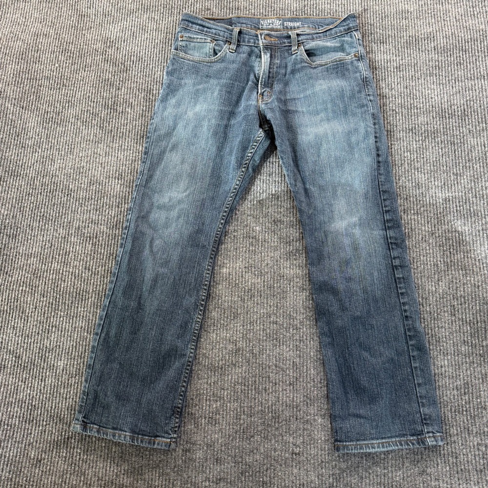 Signature by Levi Strauss Mens Straight Leg Jeans Stretch W33 L30 Medium Wash
